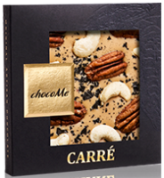 Светлый шоколад ChocoMe 50BL105, Орех пекан, кешью, черная морская соль, 50г.